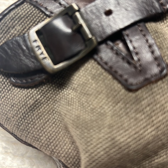 Frye Veronica Leather Canvas Shortie Boots- Womens- Size 7 B- Brown- Ankle Boot - Picture 6 of 13